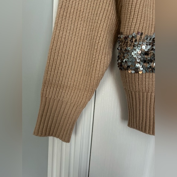 NWT Nine West Tan Sparkly Half Zip Sweater Pullover - Picture 6 of 8
